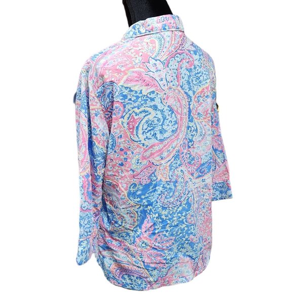 ❤️2/$18 Lauren Ralph Lauren Shirt Women Floral Button Front Top S - Picture 3 of 8